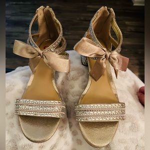 Gianni Bini Rhinestone Jeweled Strap Heel Bow Dress Shoes